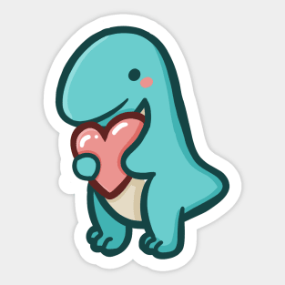 Cute T-Rex with heart, Love, Dino, Dinosaur Sticker